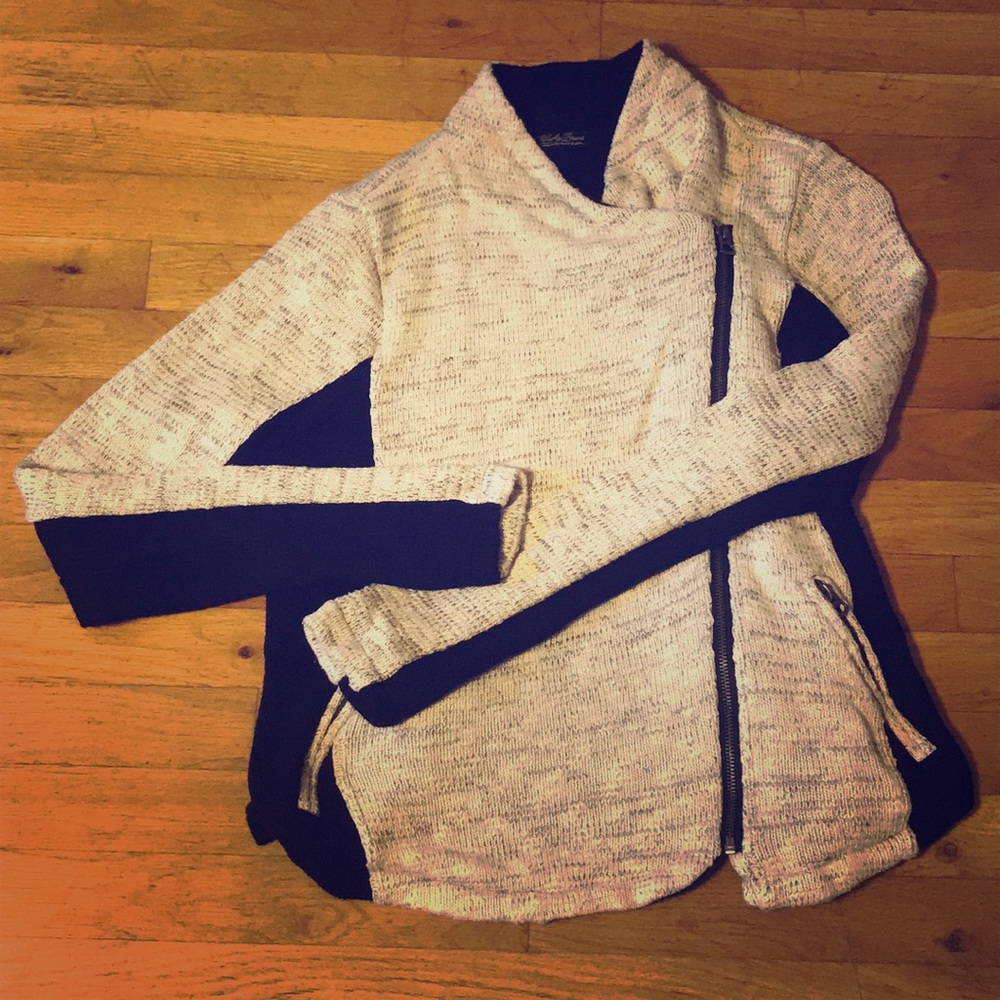 Luck Brand Asymmetrical Zip-Up Sweater Jacket